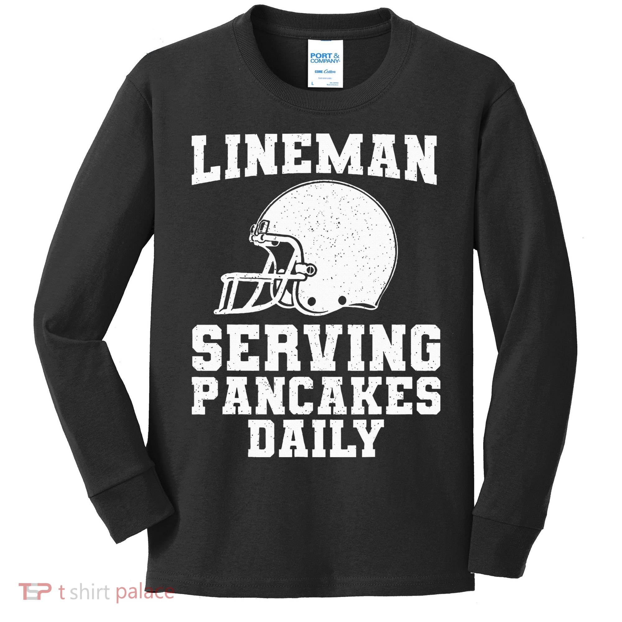 Funny Football Lineman Art For Offensive Lineman Kids Long Sleeve Shirt