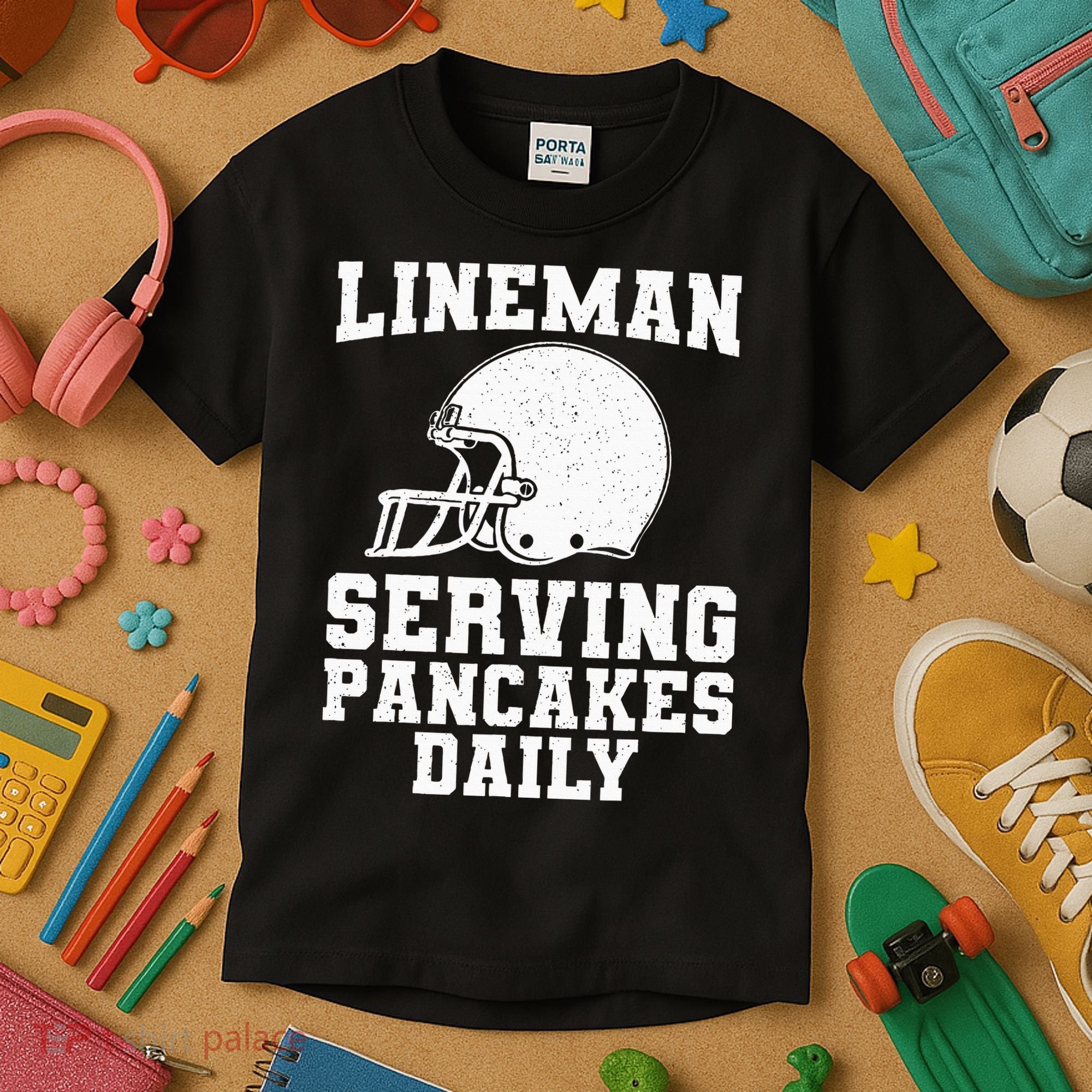 Funny Football Lineman Art For Offensive Lineman Kids T-Shirt