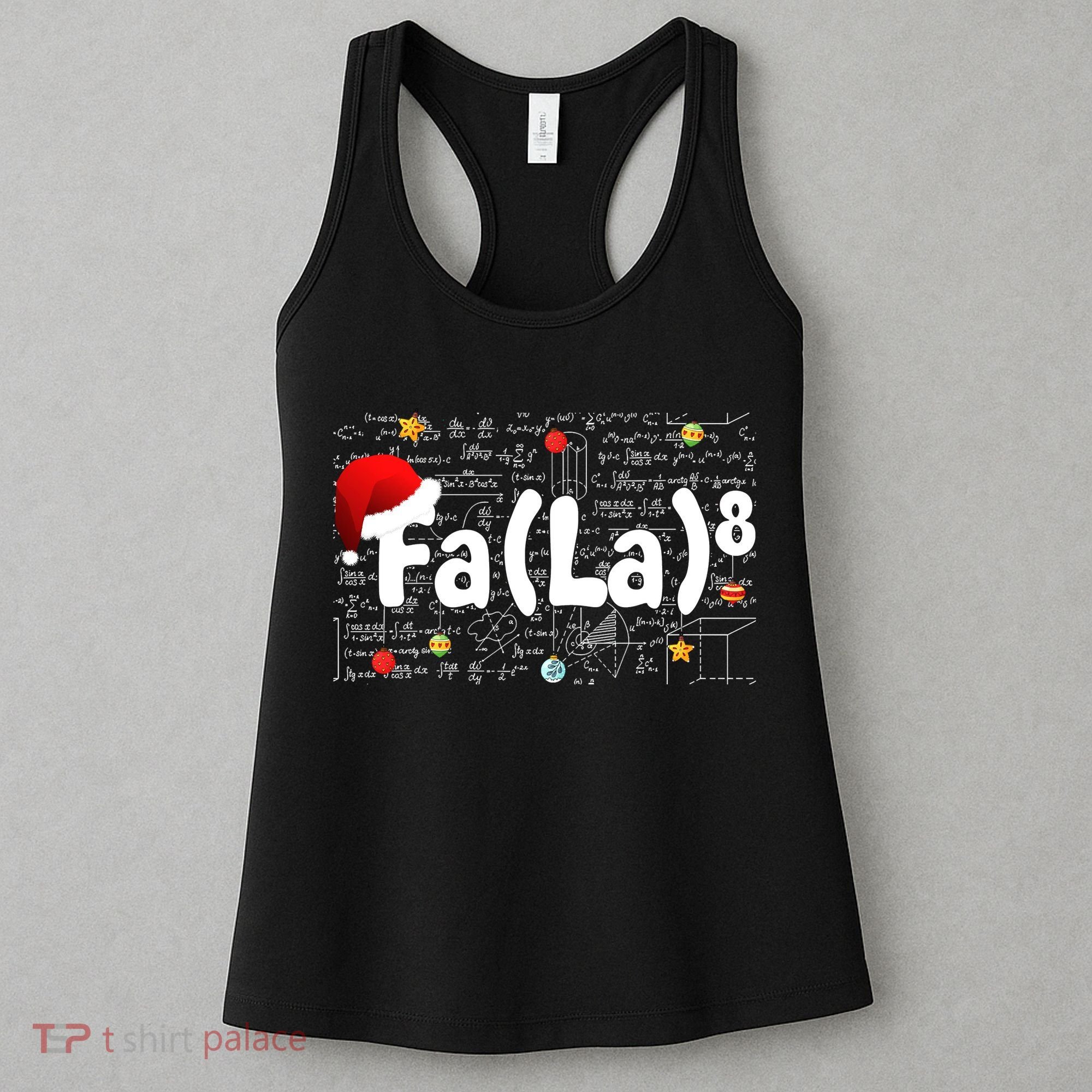 Funny Fa La 8 Merry Xmas Song Math Teacher Santa Hat Women's Tank Top