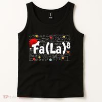 Funny Fa La 8 Merry Xmas Song Math Teacher Santa Hat Tank Top thumb 2
