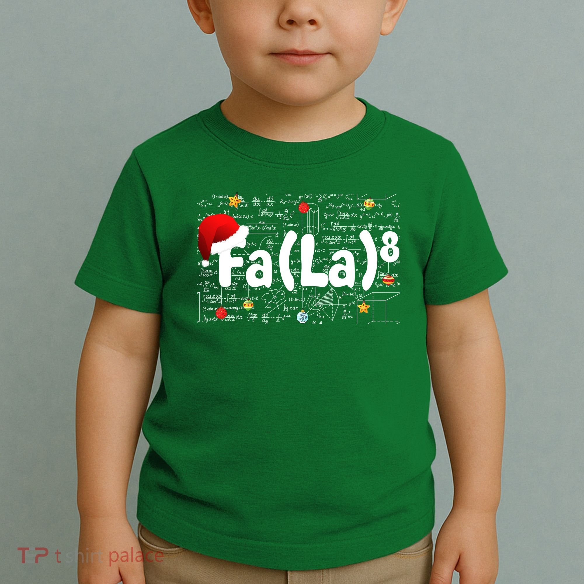 Funny Fa La 8 Merry Xmas Song Math Teacher Santa Hat Toddler T-Shirt