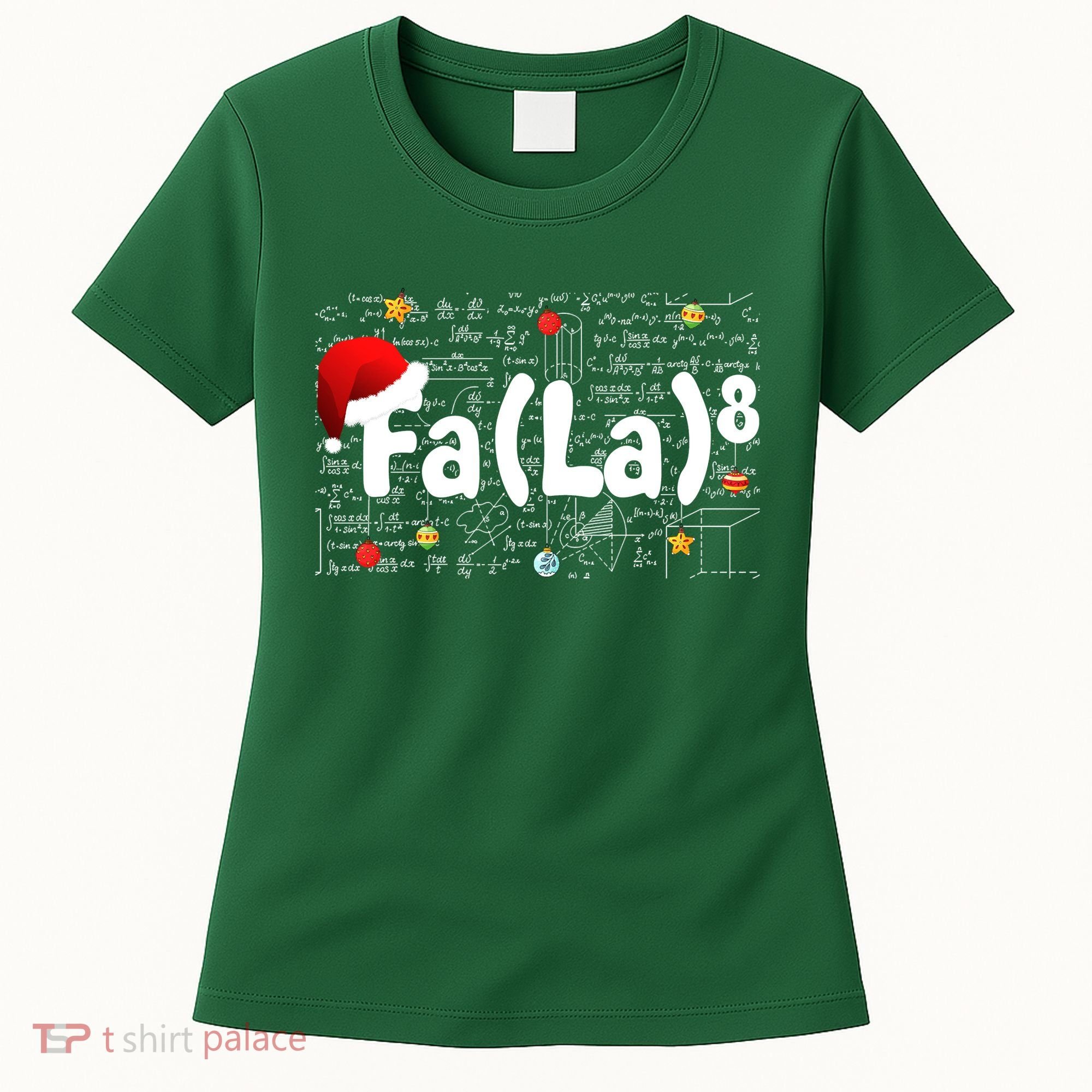 Funny Fa La 8 Merry Xmas Song Math Teacher Santa Hat Women's T-Shirt
