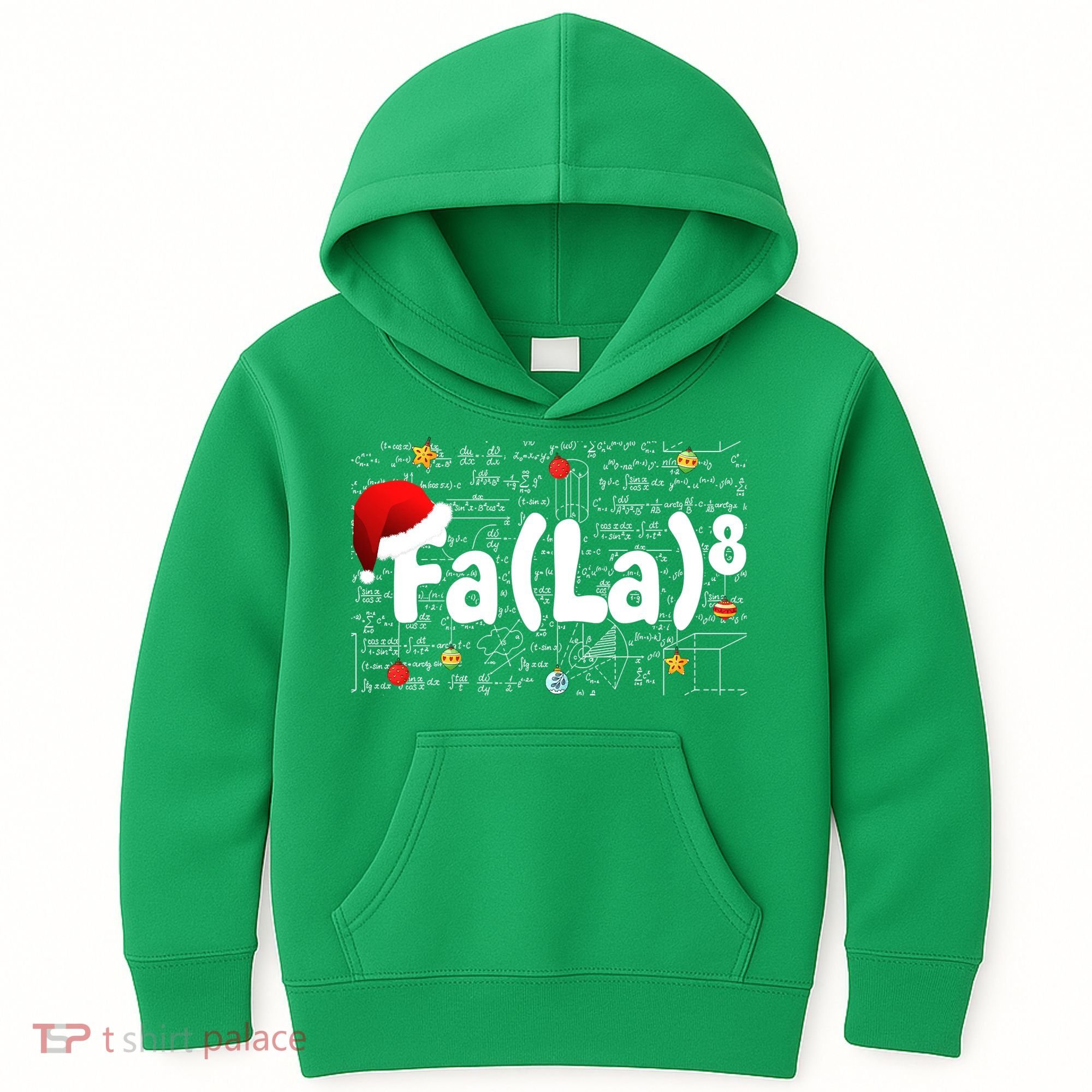 Funny Fa La 8 Merry Xmas Song Math Teacher Santa Hat Kids Hoodie