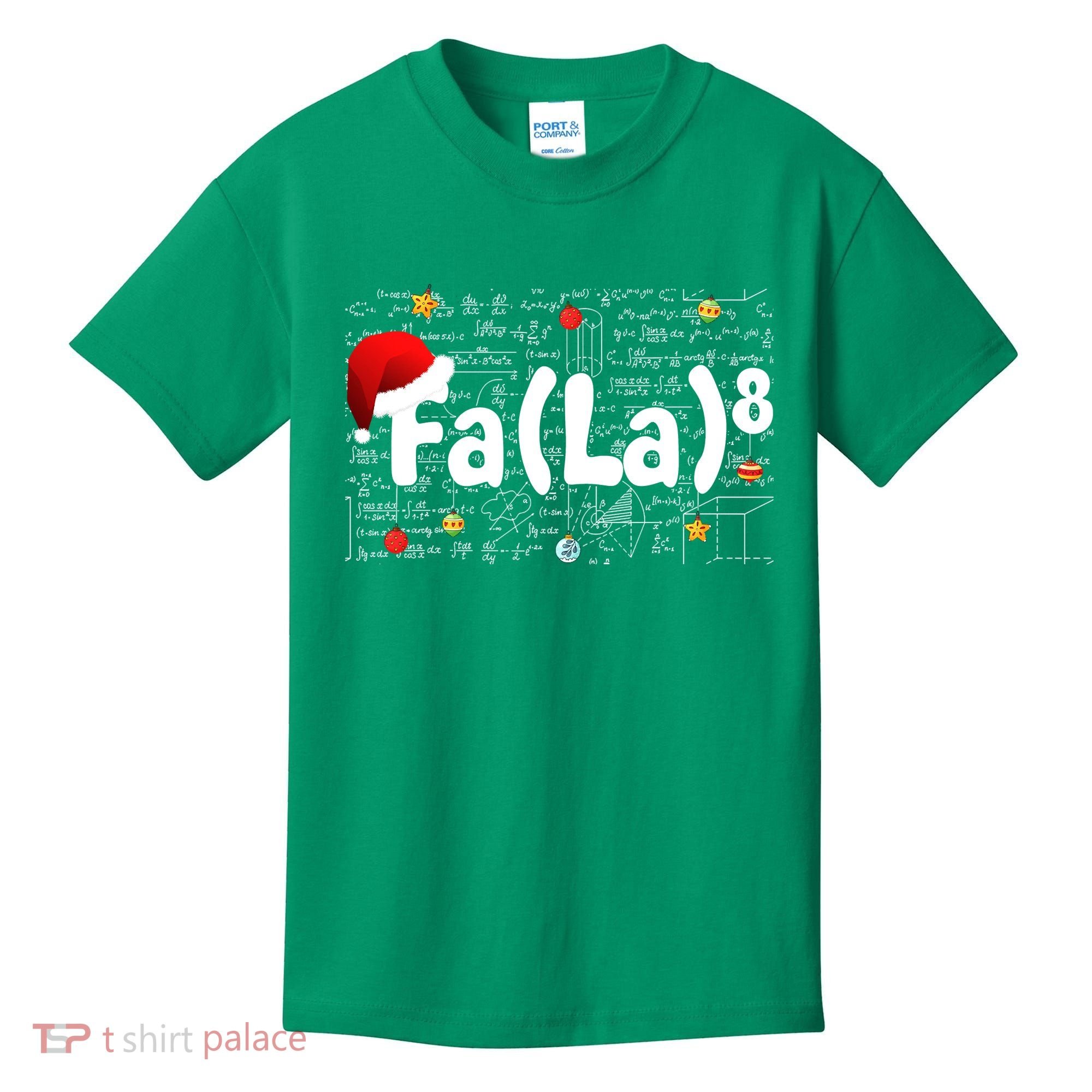 Funny Fa La 8 Merry Xmas Song Math Teacher Santa Hat Kids T-Shirt