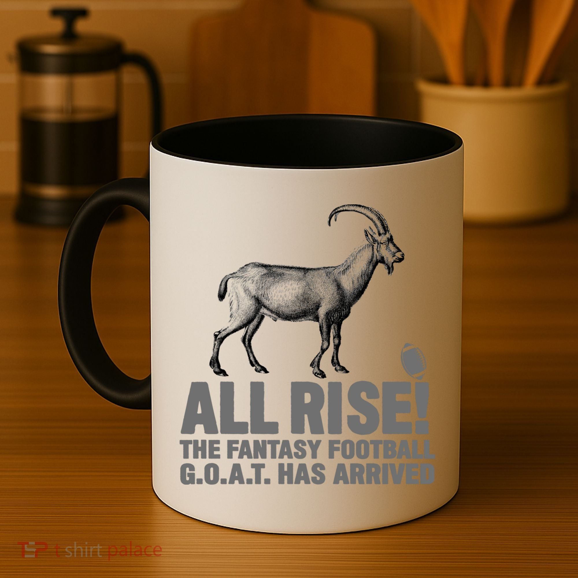 Fantasy Football League Funny Draft All Rise GOAT Champion  Coffee Mug