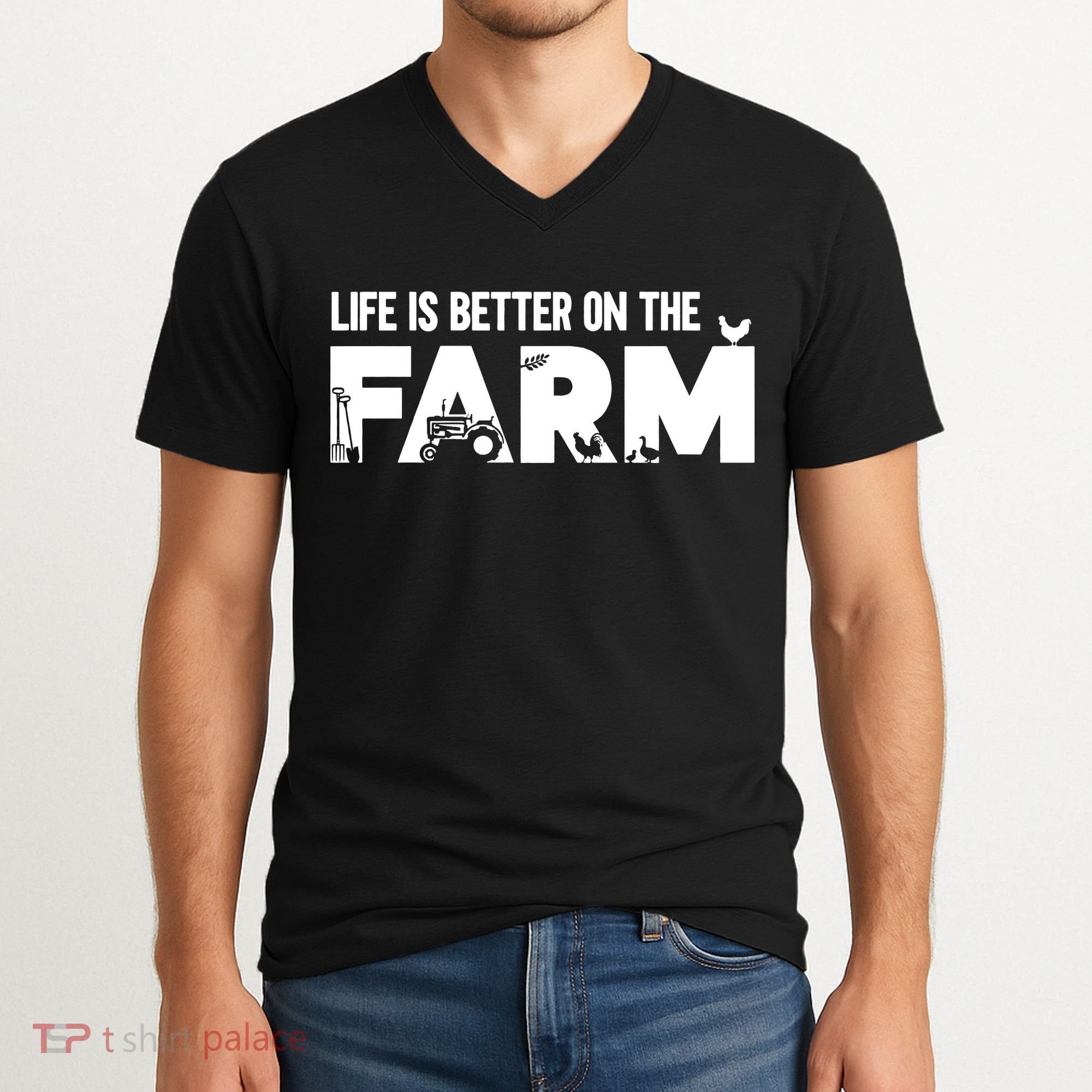 Farm Farmer Life Is Better On The Farm V-Neck T-Shirt