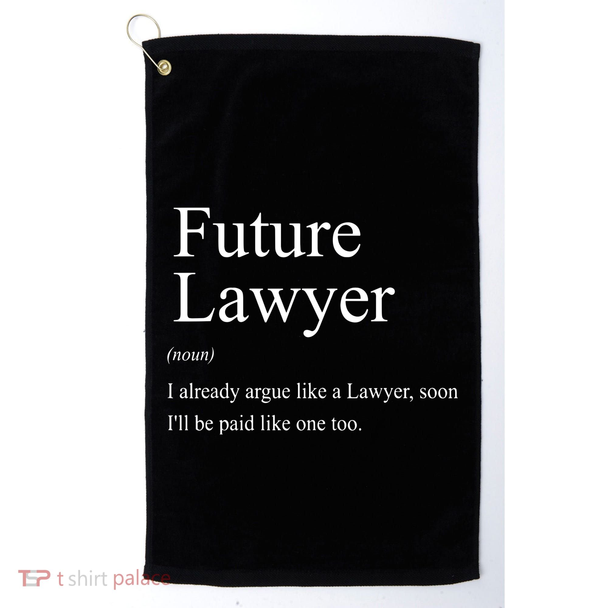 Funny Future Lawyer Gift For Law School Graduate Attorney Golf Towel