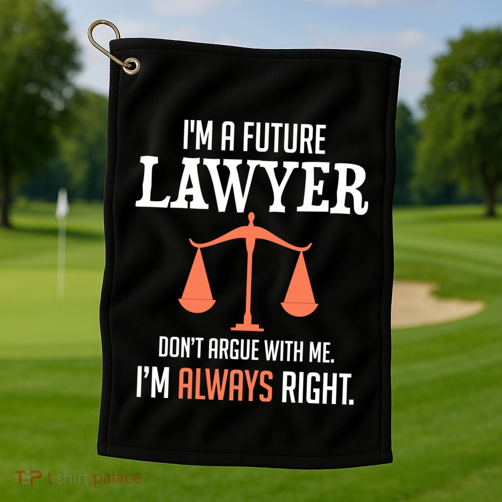 Funny Future Lawyer Law School Student Gift Golf Towel