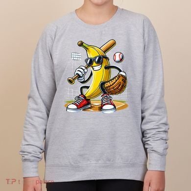 Funny Fruit Lover Banana Playing Baseball Women's Sweatshirt