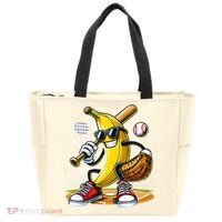 Funny Fruit Lover Banana Playing Baseball Tote Bag thumb 0