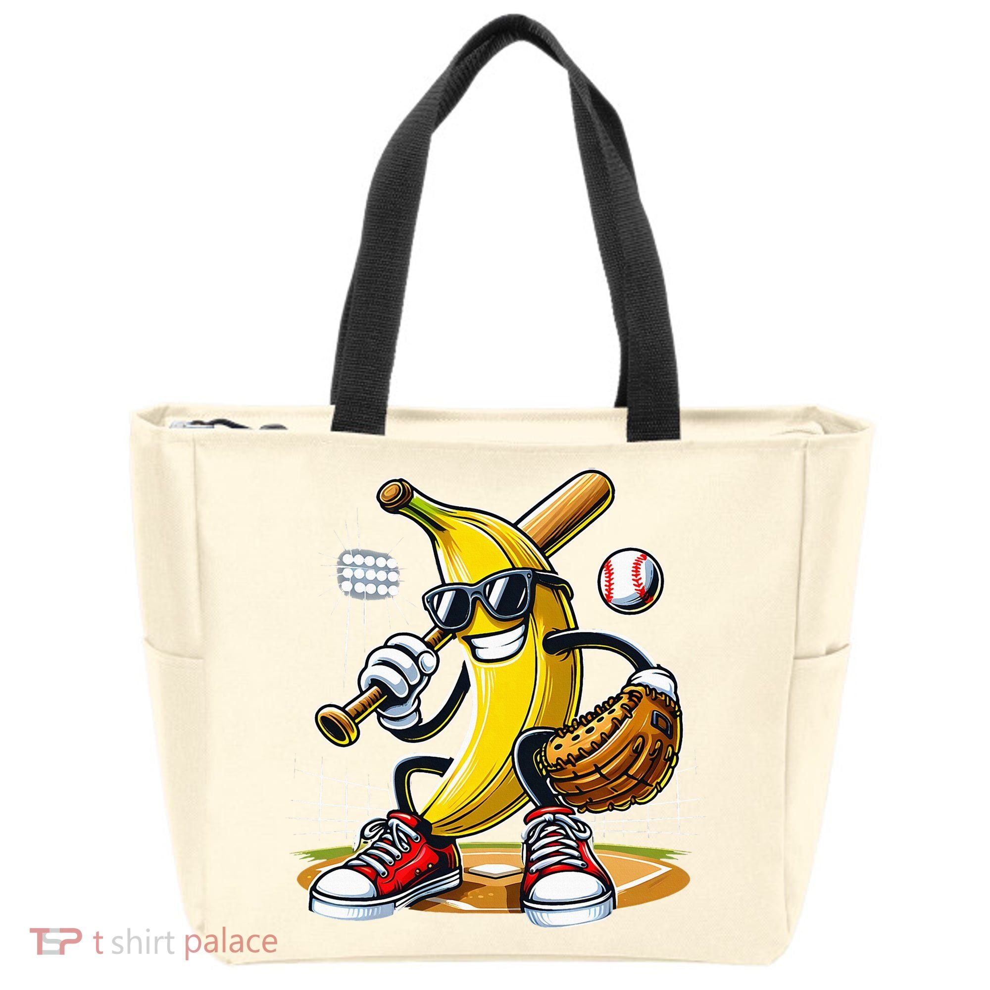 Funny Fruit Lover Banana Playing Baseball Tote Bag