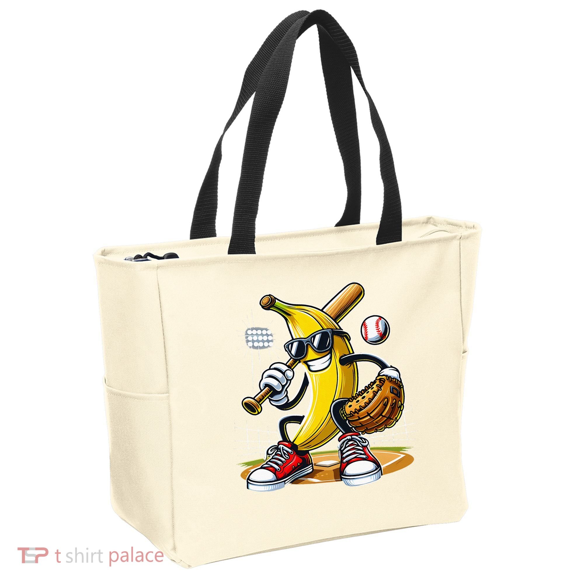 Funny Fruit Lover Banana Playing Baseball Tote Bag