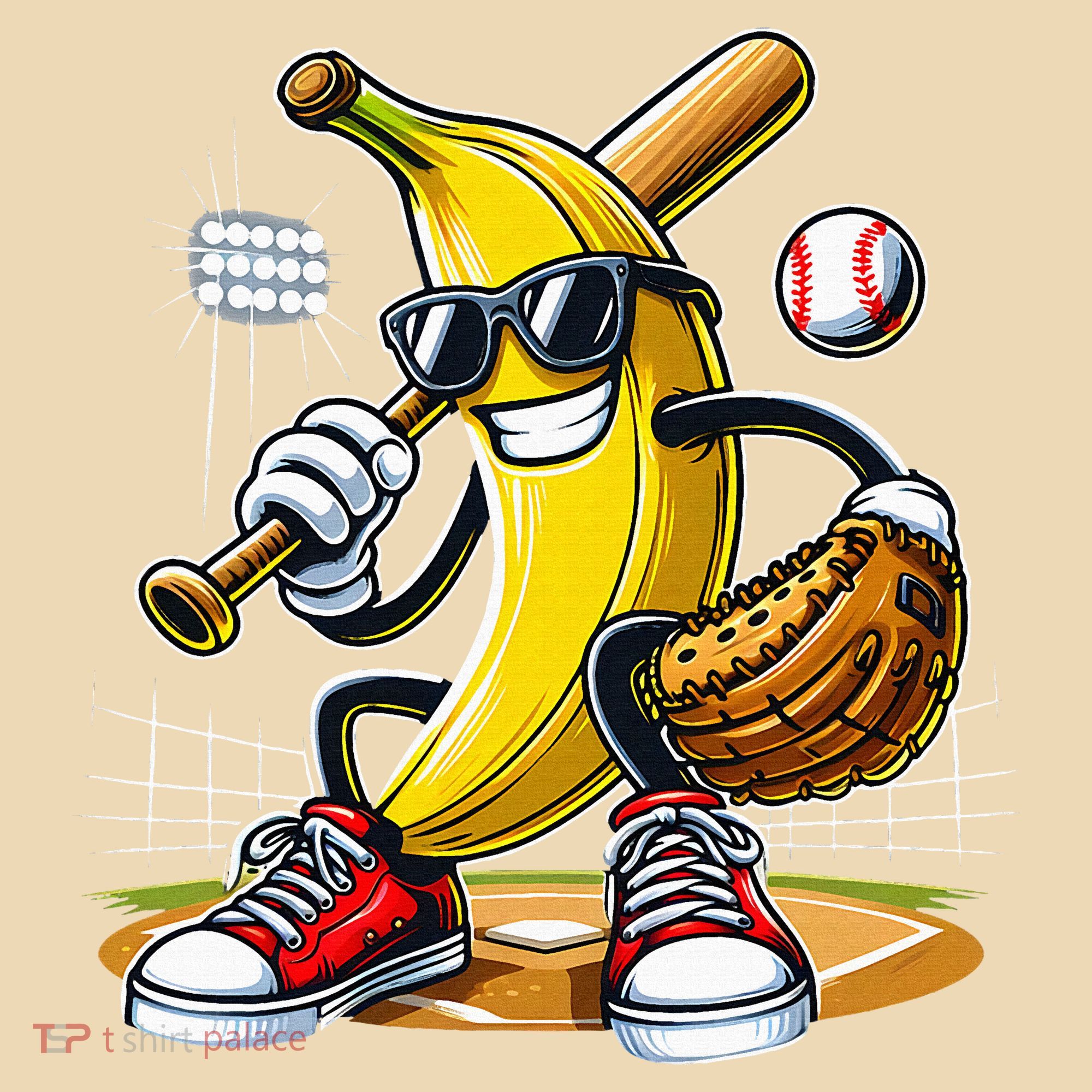 Funny Fruit Lover Banana Playing Baseball Tote Bag