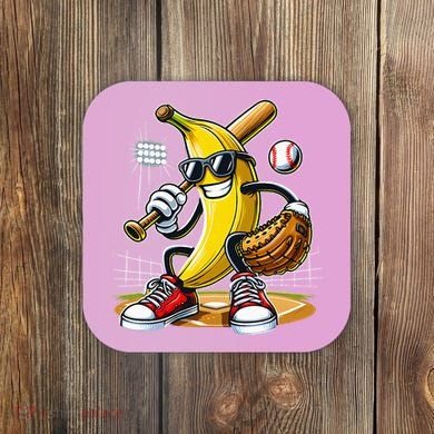 Funny Fruit Lover Banana Playing Baseball Coaster
