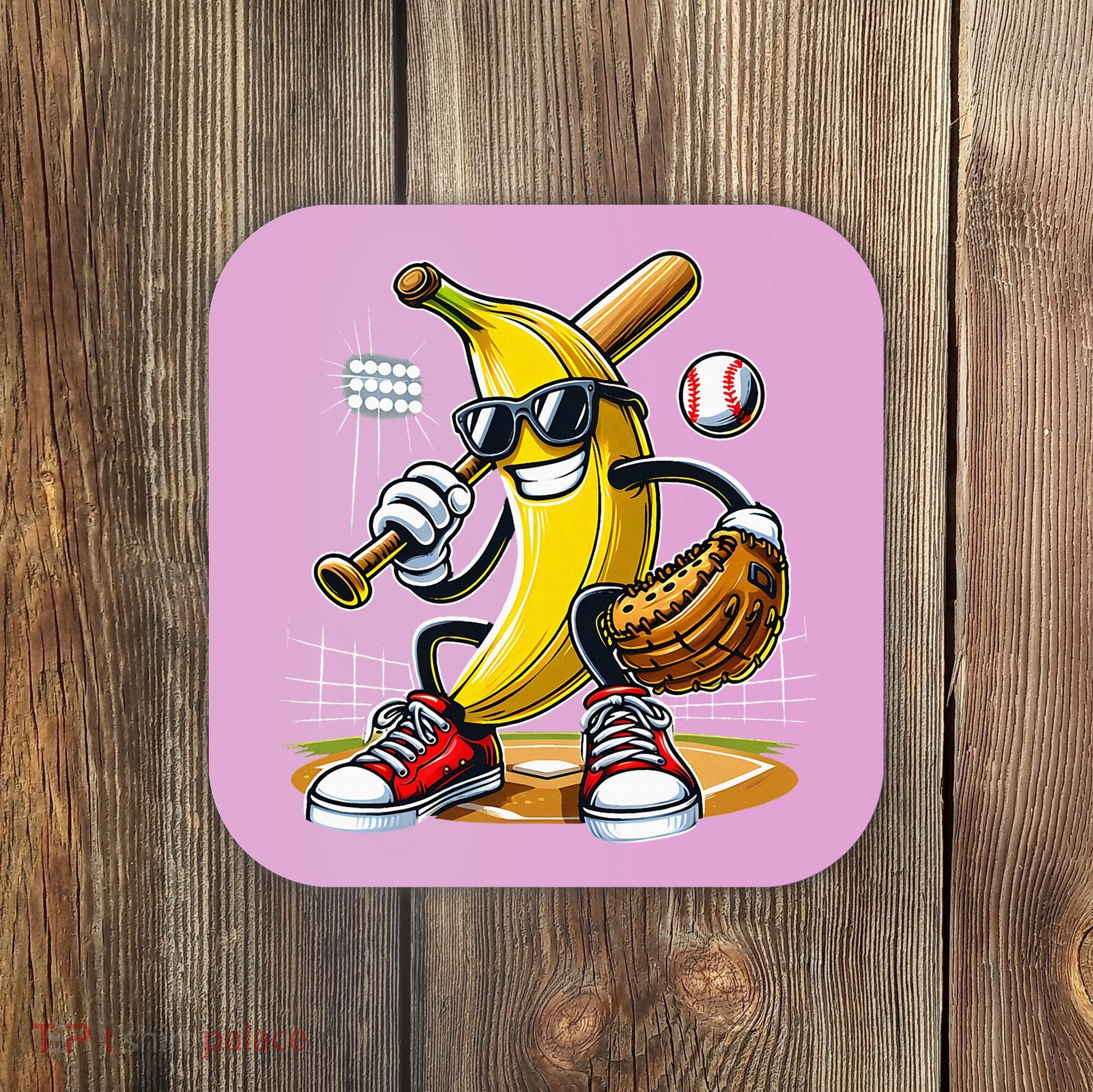 Funny Fruit Lover Banana Playing Baseball Coaster