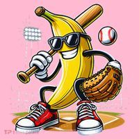 Funny Fruit Lover Banana Playing Baseball Coaster thumb 2