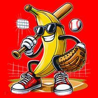 Funny Fruit Lover Banana Playing Baseball Santa Hat thumb 1