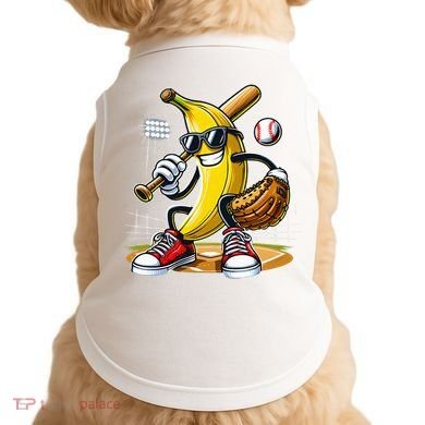 Funny Fruit Lover Banana Playing Baseball Doggie Tank