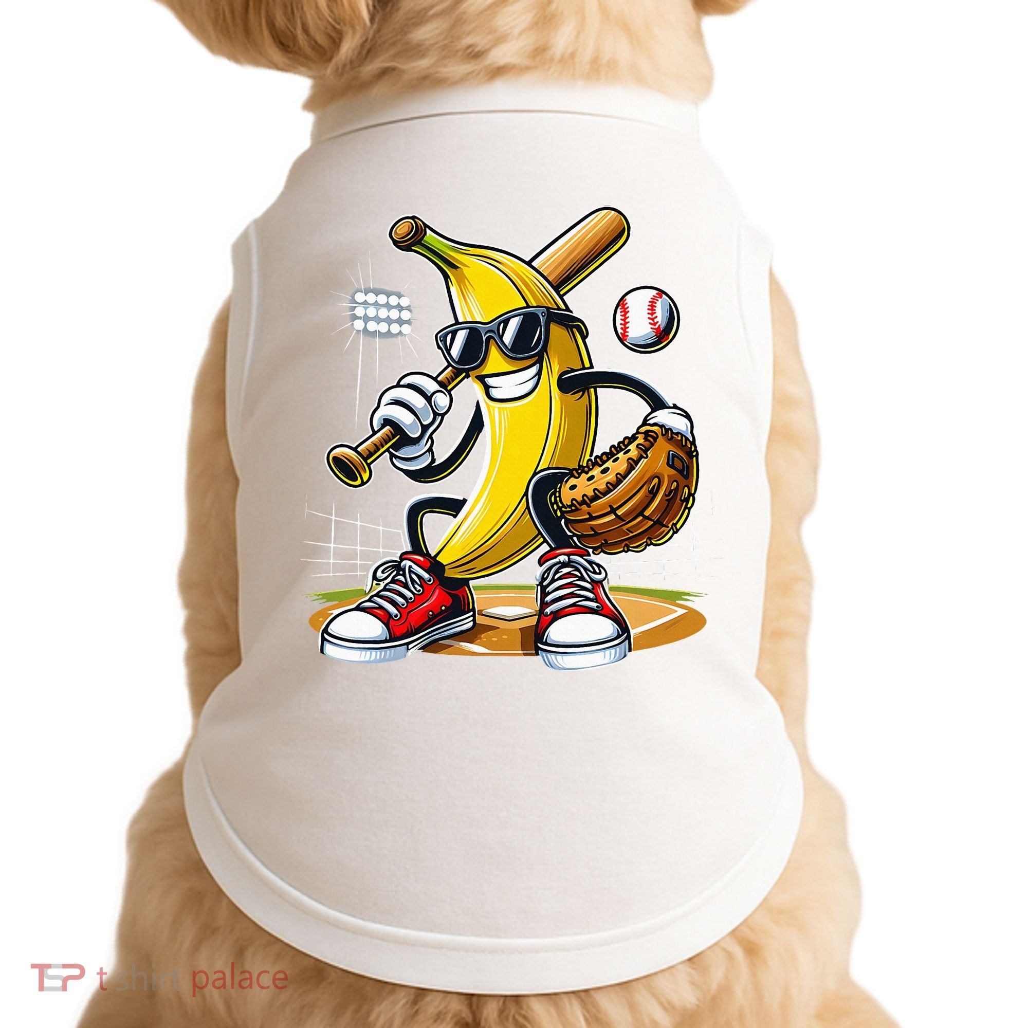 Funny Fruit Lover Banana Playing Baseball Doggie Tank