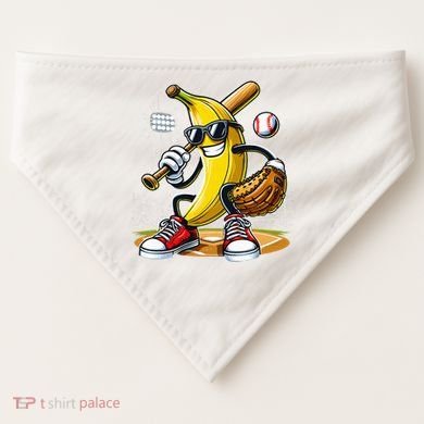Funny Fruit Lover Banana Playing Baseball USA-Made Doggie Bandana
