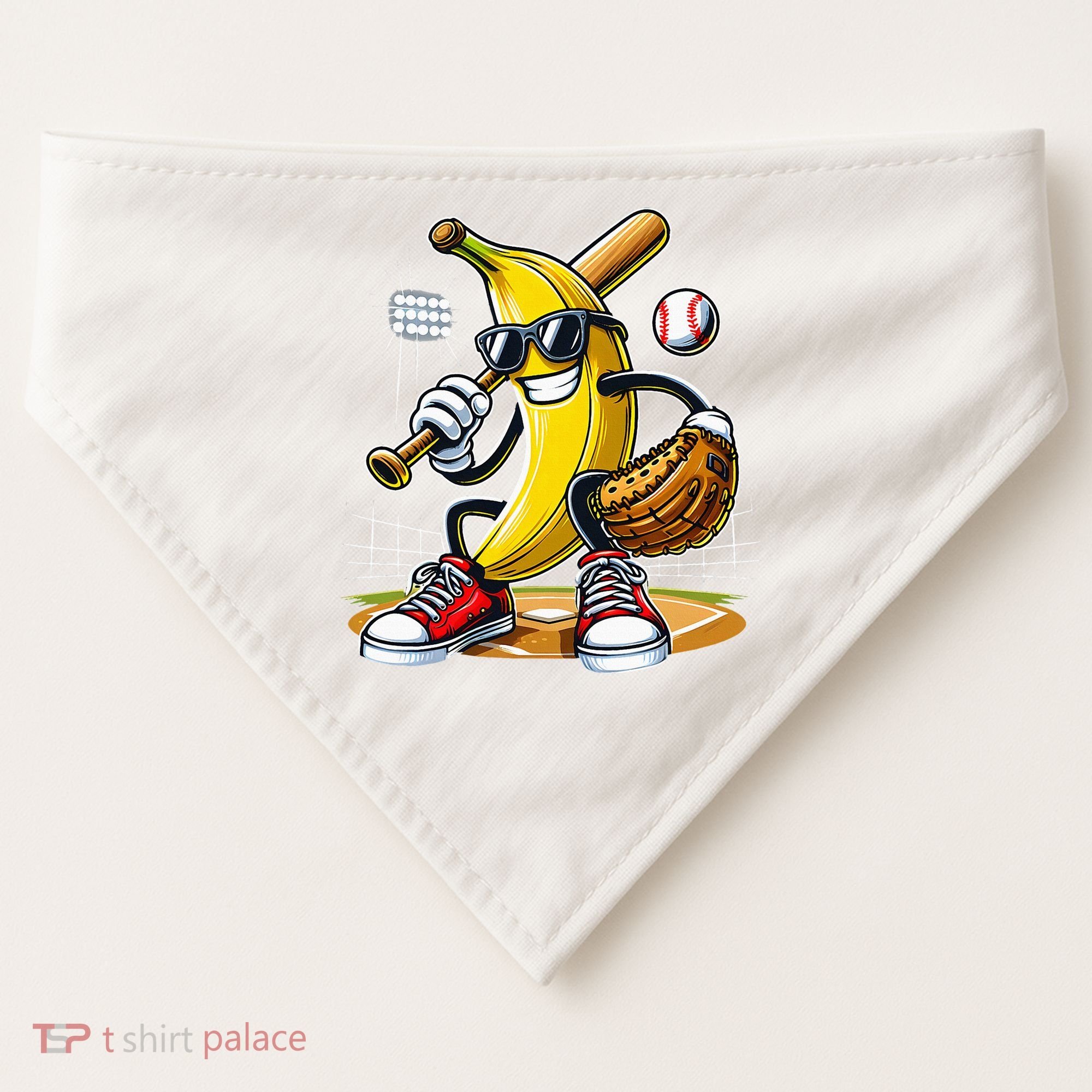 Funny Fruit Lover Banana Playing Baseball USA-Made Doggie Bandana
