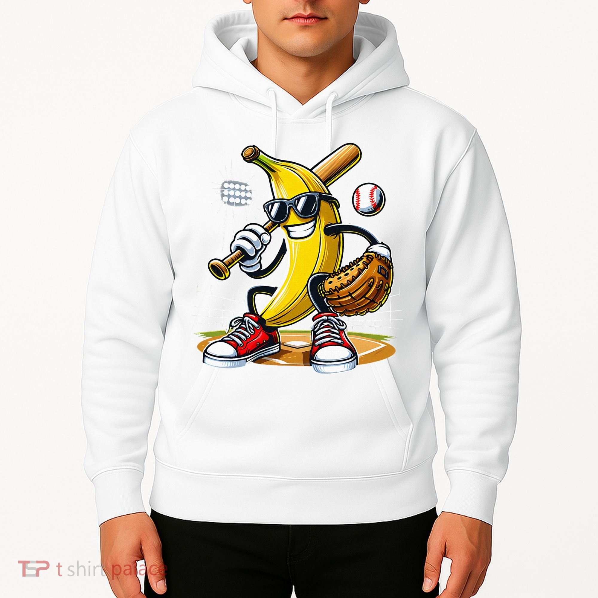 Funny Fruit Lover Banana Playing Baseball Hoodie