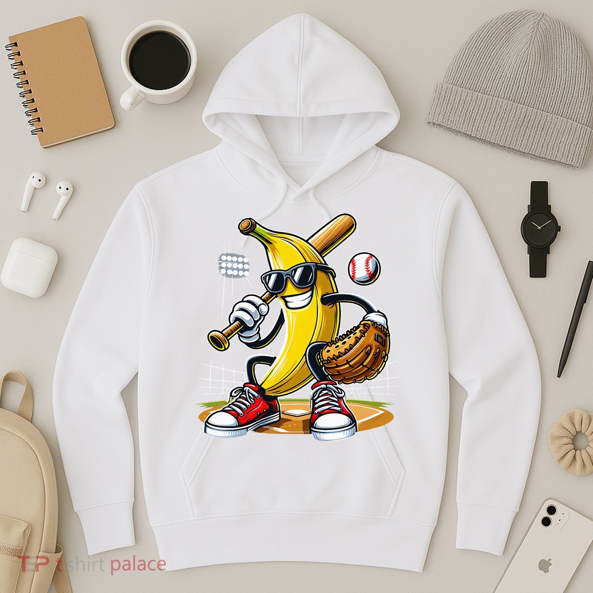 Funny Fruit Lover Banana Playing Baseball Hoodie