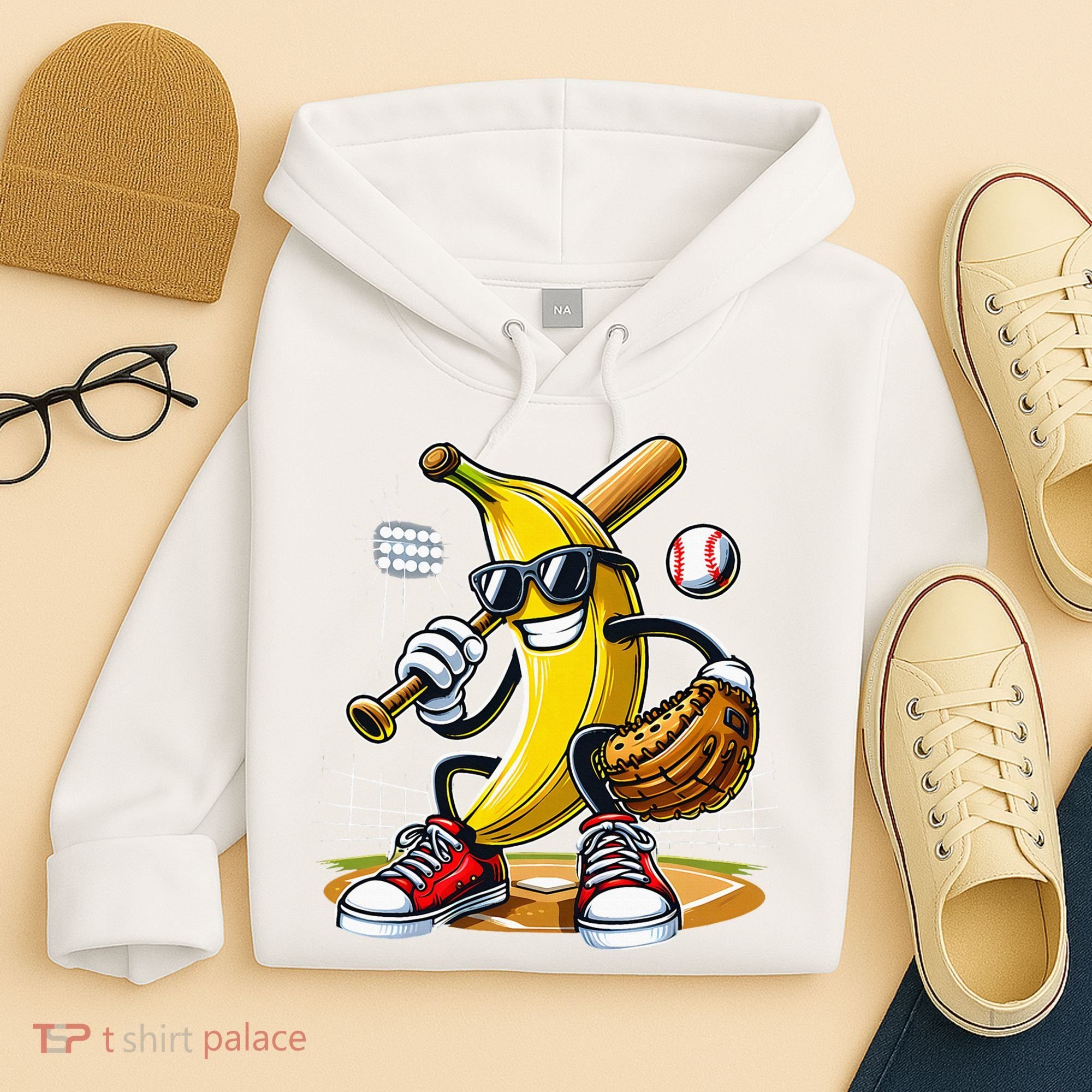 Funny Fruit Lover Banana Playing Baseball Hoodie