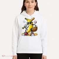Funny Fruit Lover Banana Playing Baseball Hoodie thumb 5