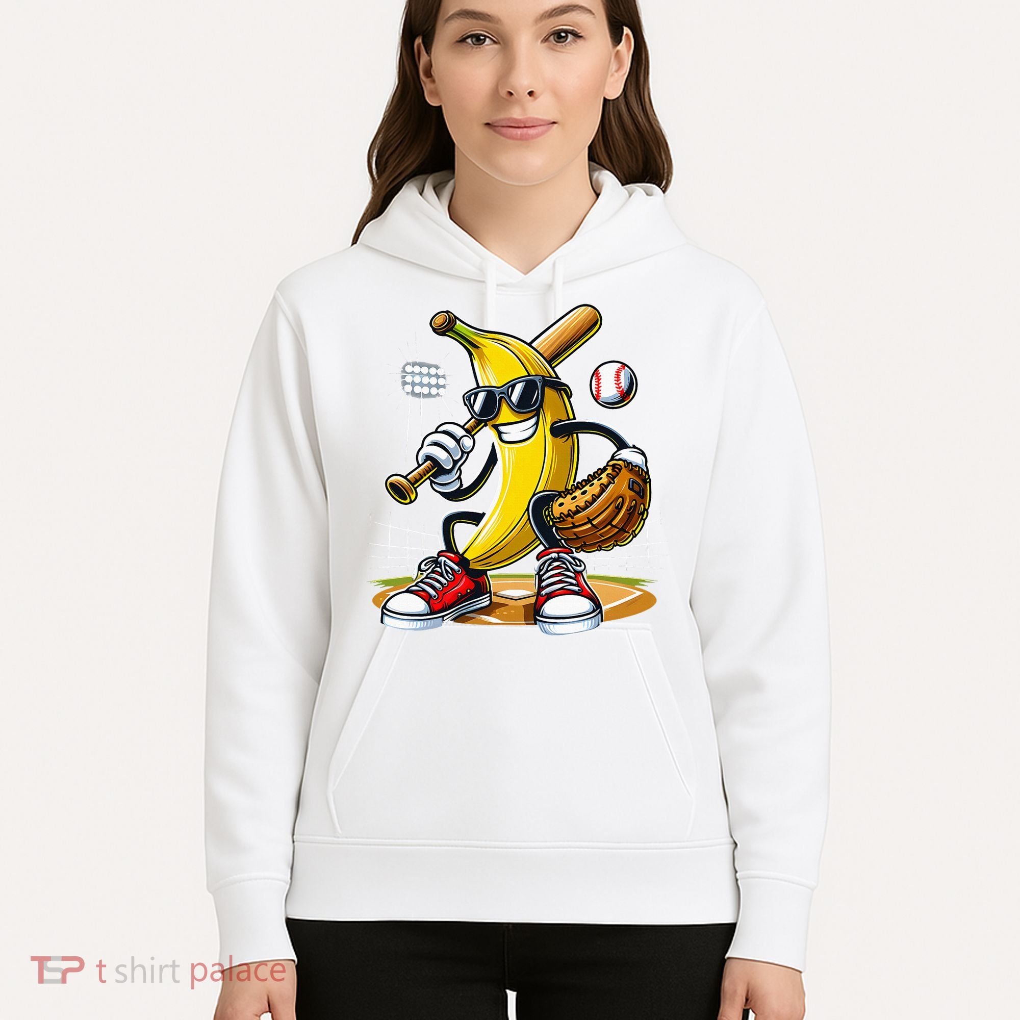 Funny Fruit Lover Banana Playing Baseball Hoodie