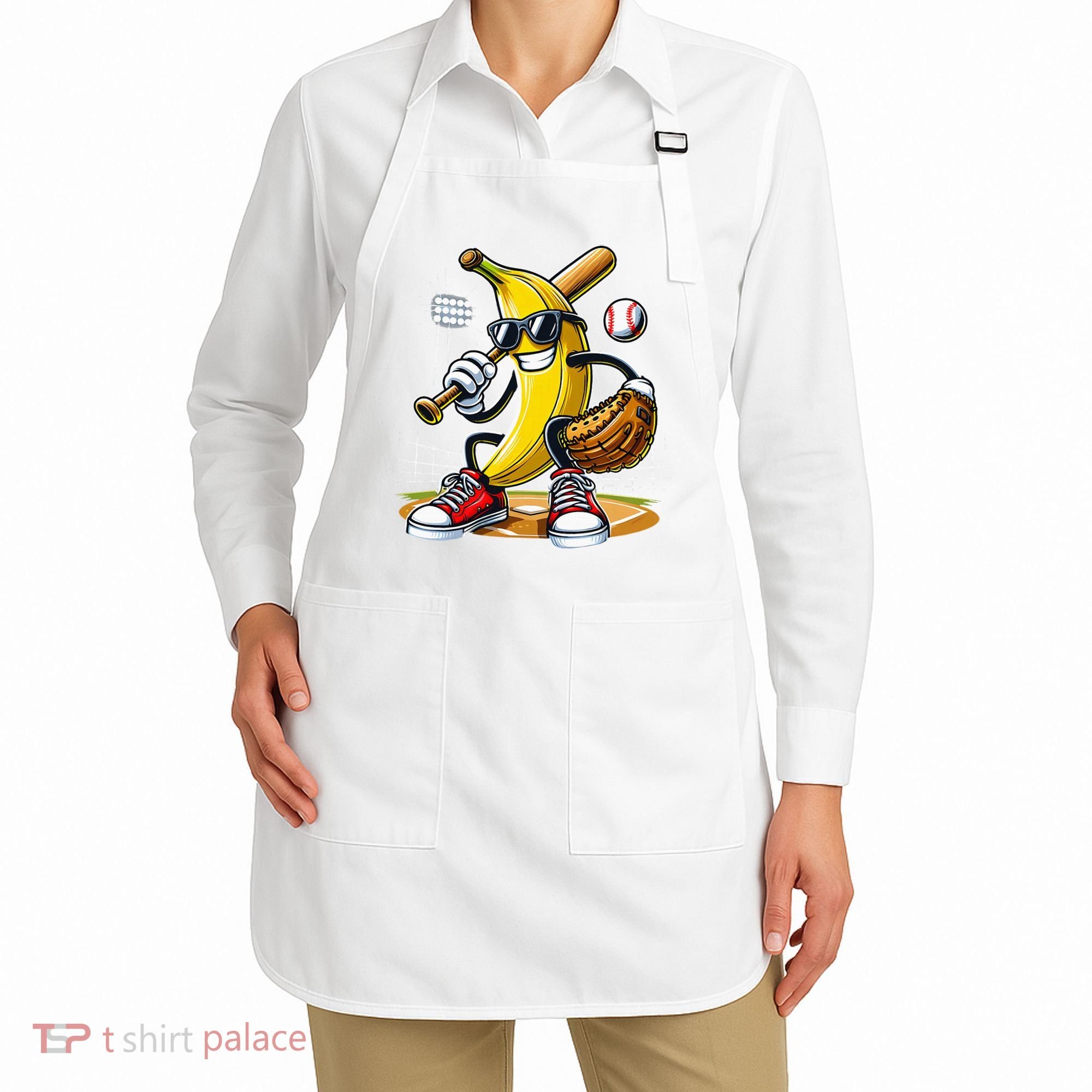 Funny Fruit Lover Banana Playing Baseball Apron