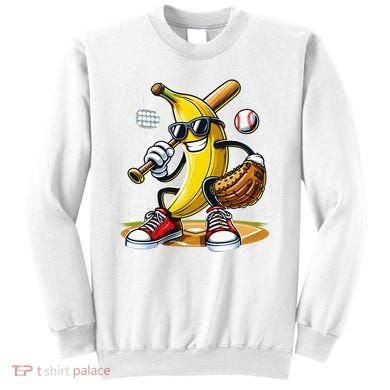 Funny Fruit Lover Banana Playing Baseball Sweatshirt