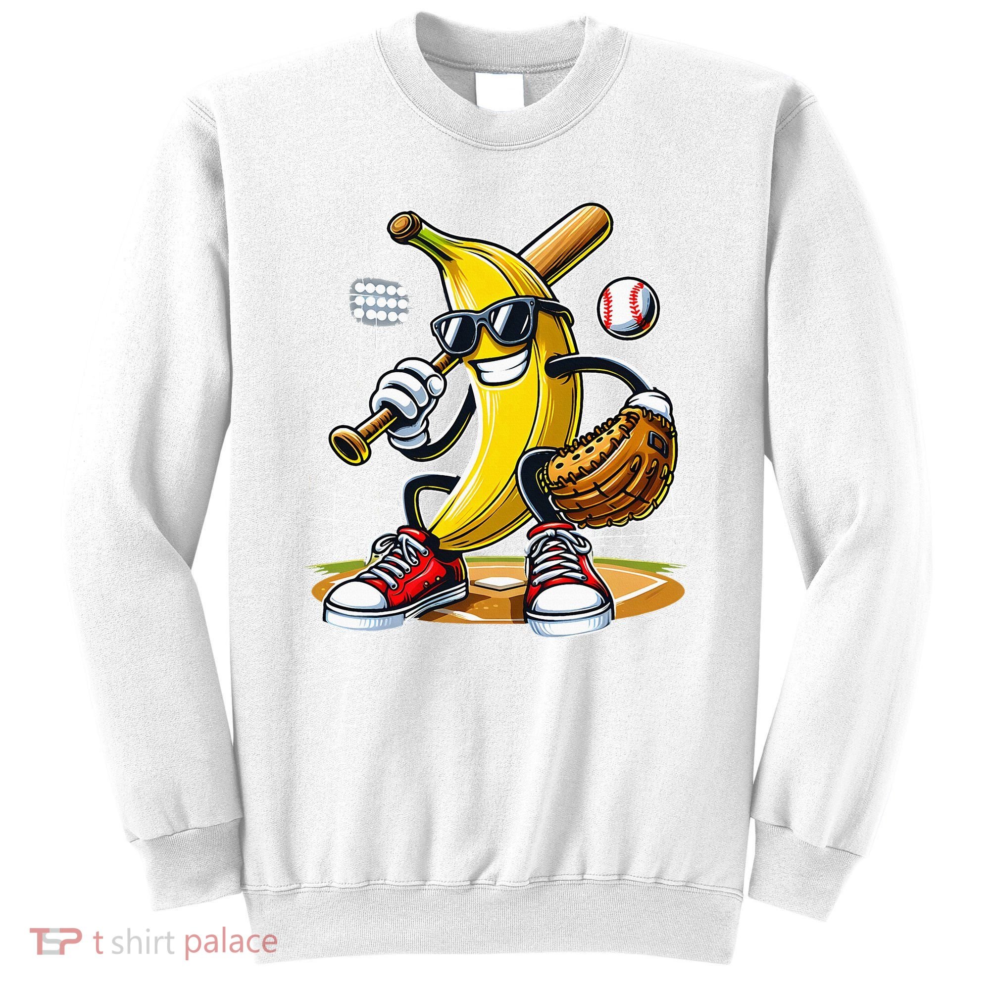 Funny Fruit Lover Banana Playing Baseball Sweatshirt