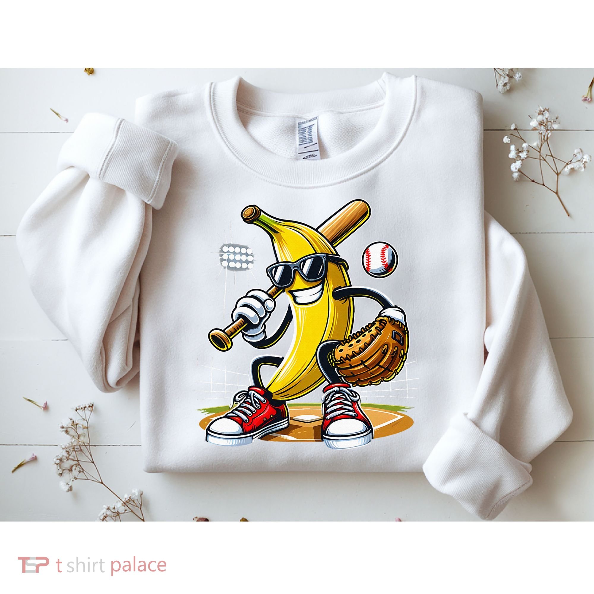 Funny Fruit Lover Banana Playing Baseball Sweatshirt
