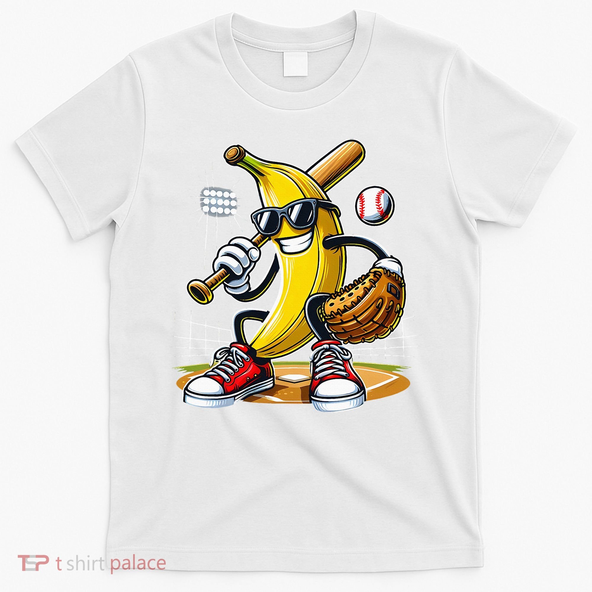 Funny Fruit Lover Banana Playing Baseball T-Shirt
