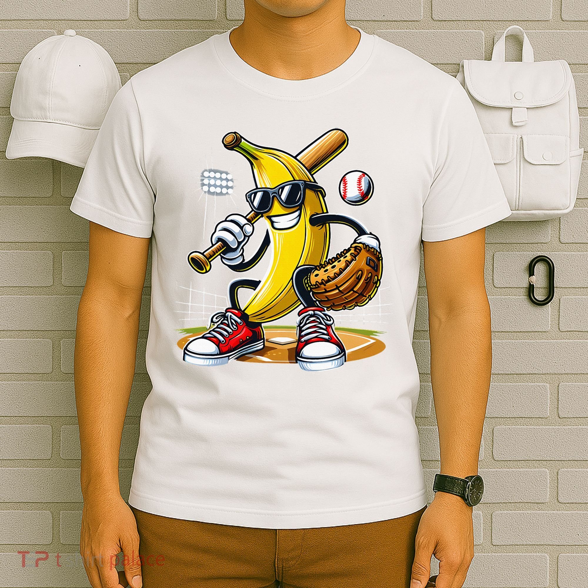 Funny Fruit Lover Banana Playing Baseball T-Shirt