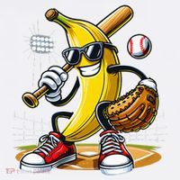 Funny Fruit Lover Banana Playing Baseball T-Shirt thumb 7