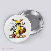 Funny Fruit Lover Banana Playing Baseball Button thumb 0