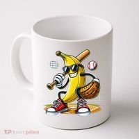 Funny Fruit Lover Banana Playing Baseball Coffee Mug thumb 0