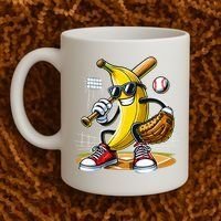 Funny Fruit Lover Banana Playing Baseball Coffee Mug thumb 2