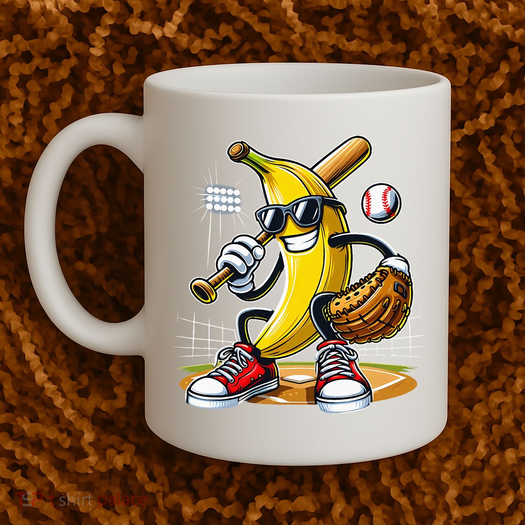 Funny Fruit Lover Banana Playing Baseball Coffee Mug