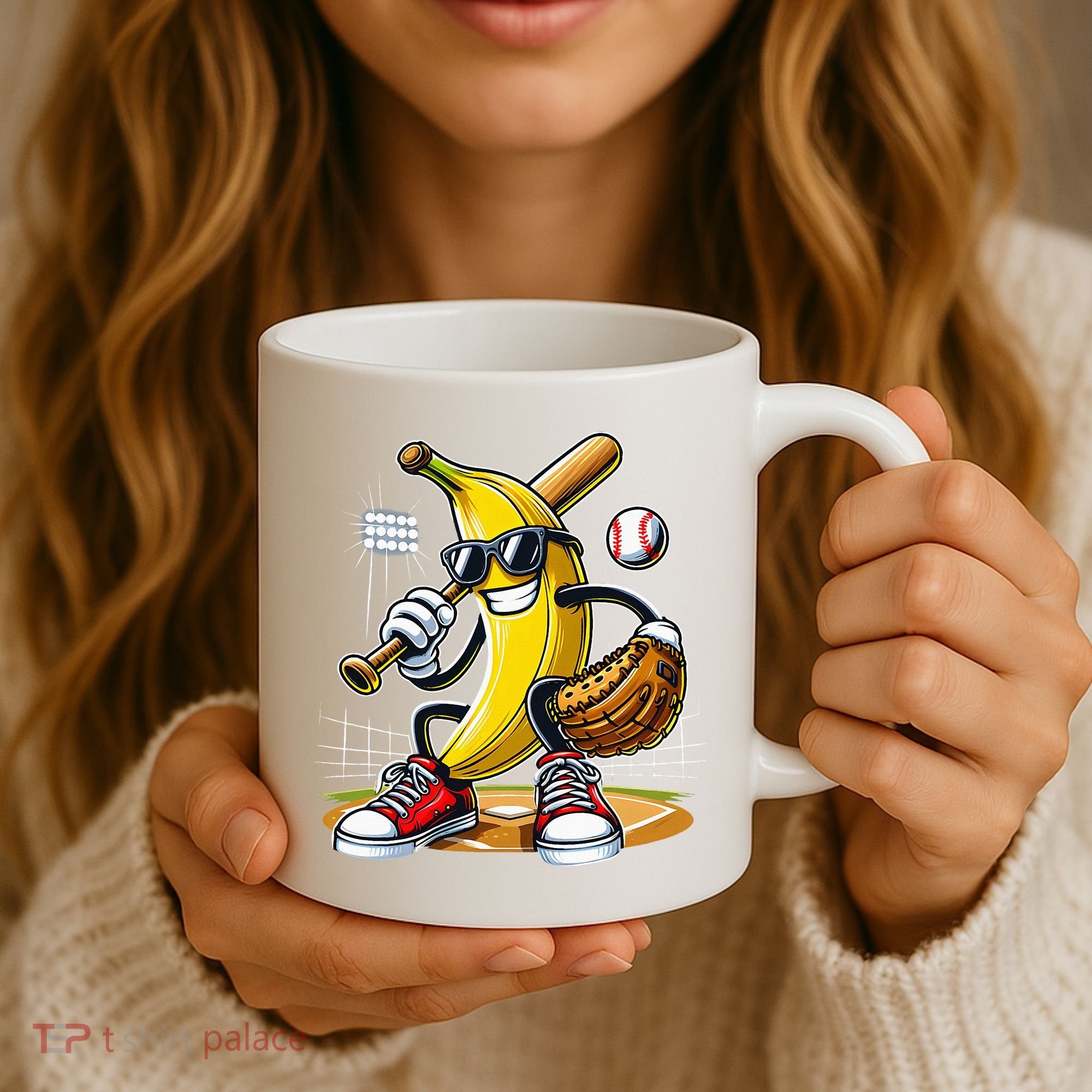 Funny Fruit Lover Banana Playing Baseball Coffee Mug
