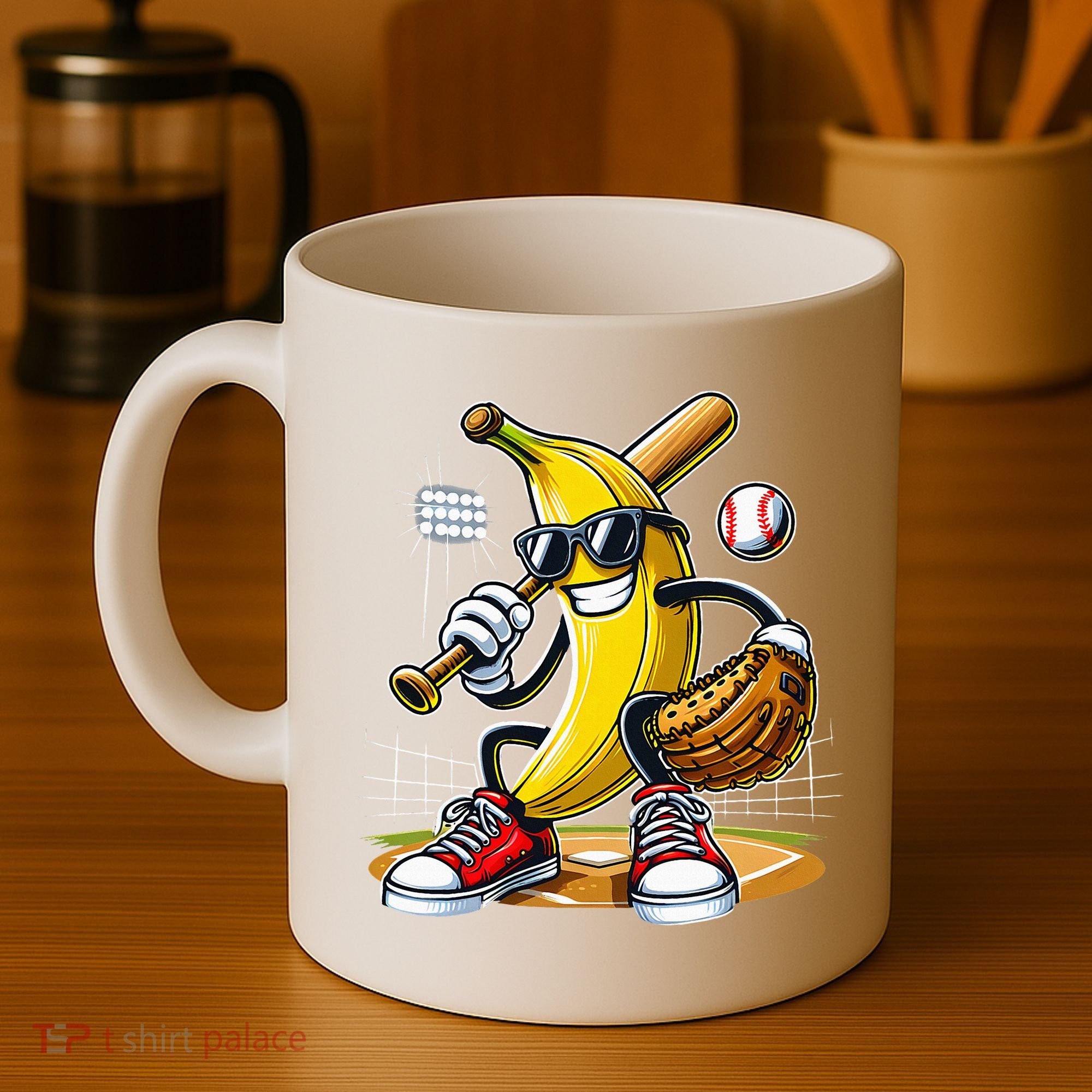 Funny Fruit Lover Banana Playing Baseball Coffee Mug
