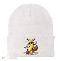 Funny Fruit Lover Banana Playing Baseball Beanie thumb 0