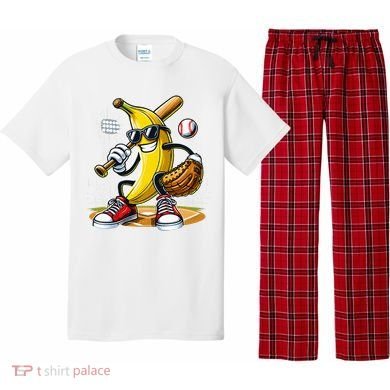 Funny Fruit Lover Banana Playing Baseball Pajama Set