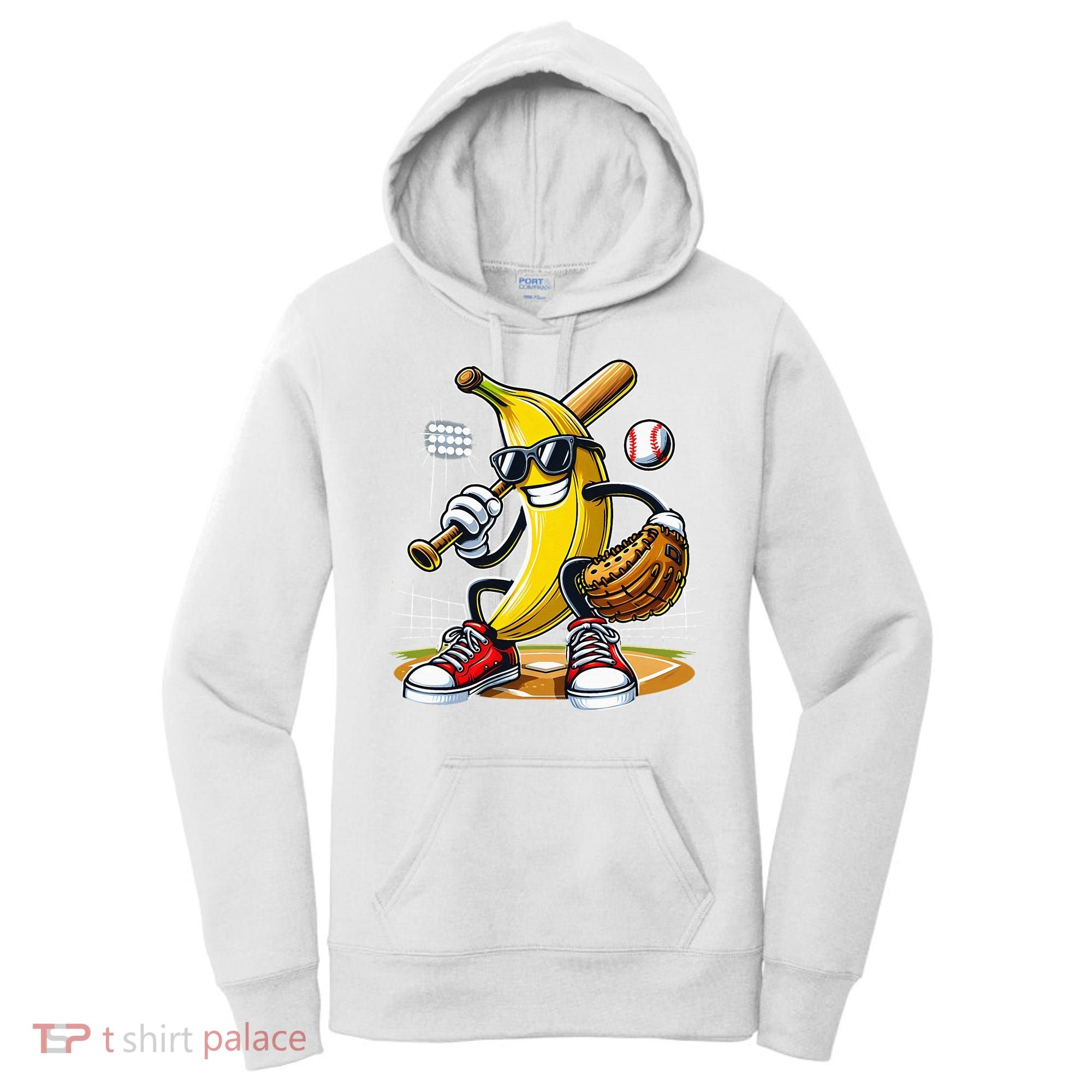 Funny Fruit Lover Banana Playing Baseball Women's Hoodie
