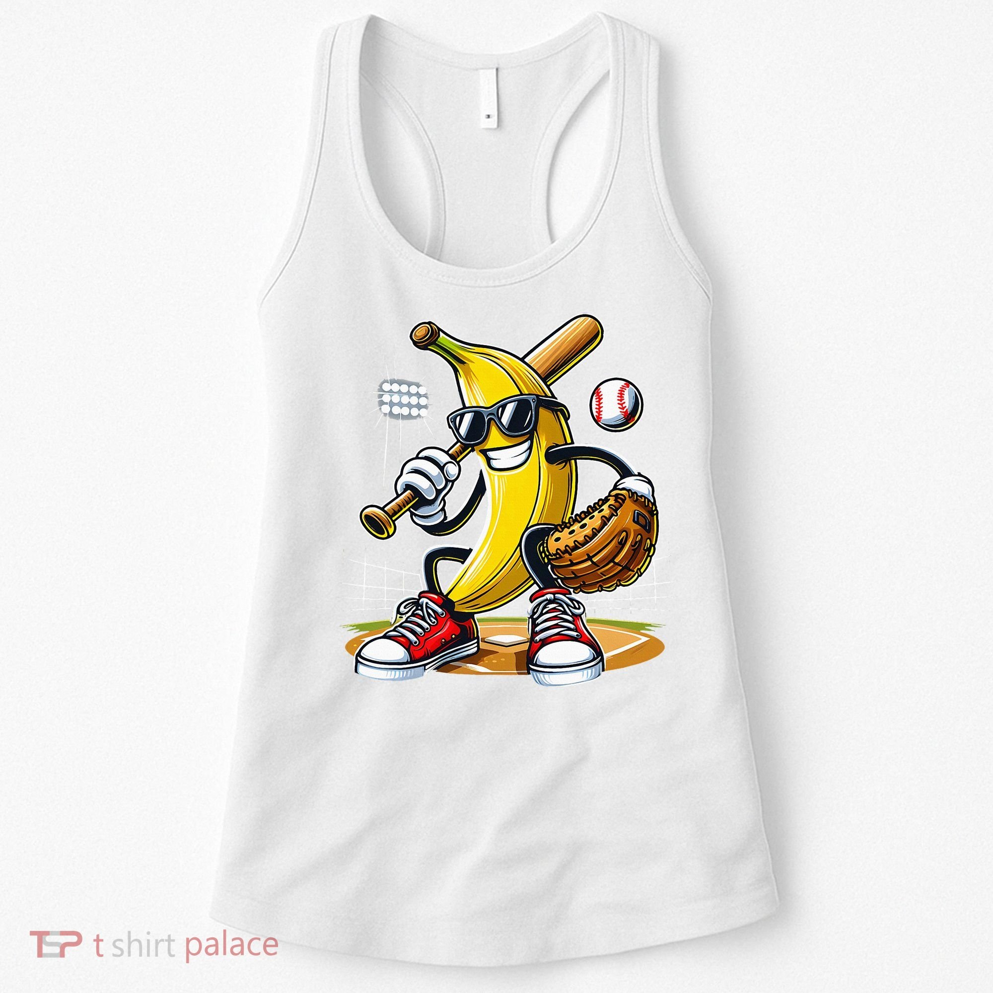 Funny Fruit Lover Banana Playing Baseball Women's Tank Top