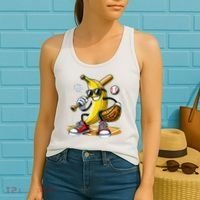 Funny Fruit Lover Banana Playing Baseball Women's Tank Top thumb 2
