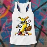 Funny Fruit Lover Banana Playing Baseball Women's Tank Top thumb 3