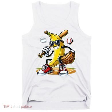 Funny Fruit Lover Banana Playing Baseball Tank Top